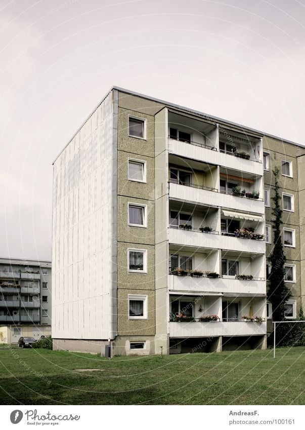 Living in the countryside Prefab construction House (Residential Structure) Block Tower block Cottbus East Flat (apartment) Balcony Ghetto Social Socialism