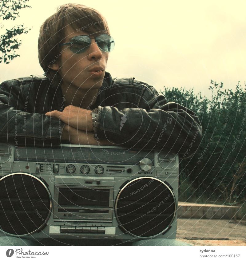 RADIO ACTIVE I Man Fellow Style Music Sunglasses Industrial site Leather jacket Concrete Emotions Human being Guy boy Cool (slang) porn Radio (broadcasting)