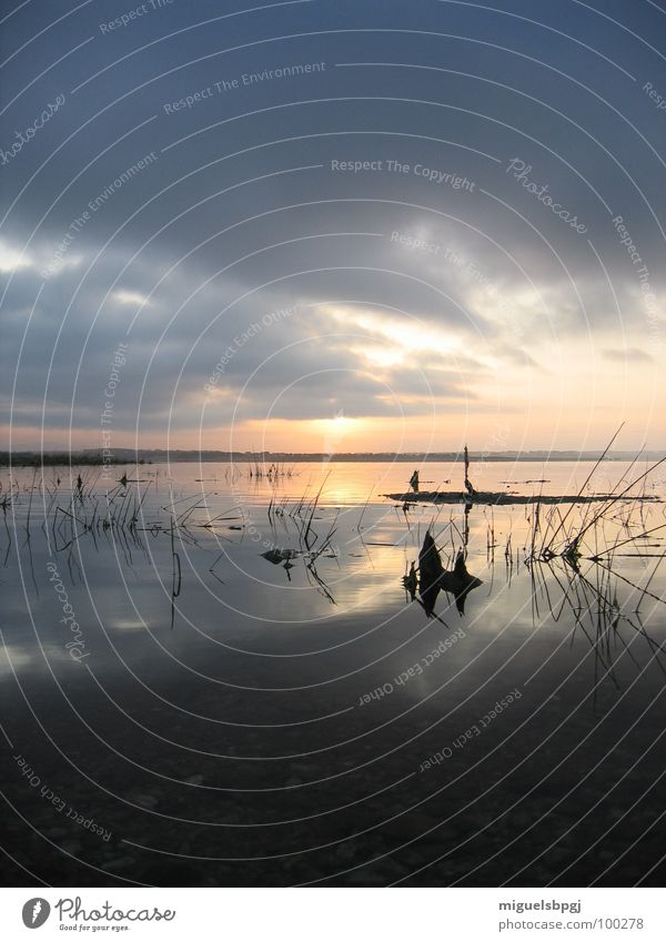 Warm twilight landscape on a beautifull cloudy sky Sky Peace Lagoon blue water serenity