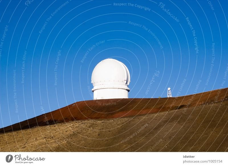 hello ? Telescope Observatory Blue Brown White Fitness Mysterious Surveillance Listening NSA Colour photo Exterior shot Copy Space left Copy Space right