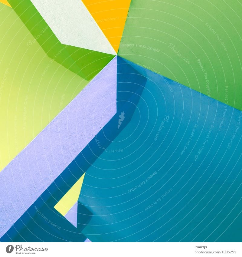 Colorful concrete Green Blue Yellow purple Architecture Line Abstract Illustration Geometry Structures and shapes Background picture Minimalistic Esthetic