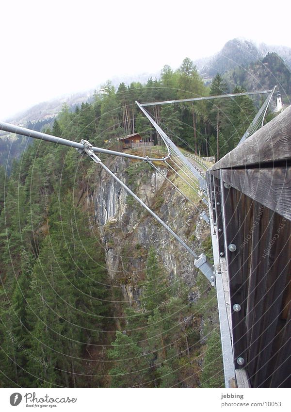 Suspension bridge2 Architecture Bridge Alps Mountain pitztal Bungee jumping Tall Valley high pendant bridge mountains