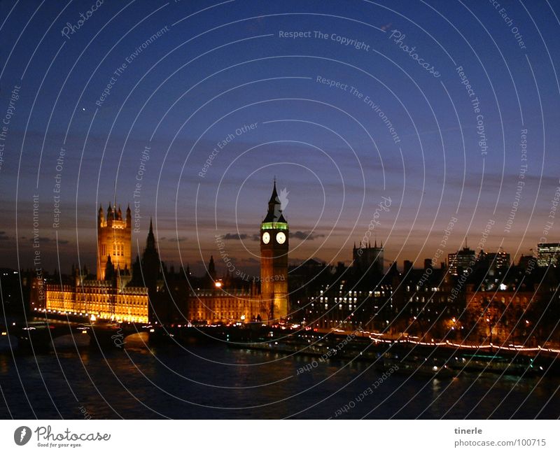 London, shortly before Christmas 2005 Big Ben Houses of Parliament Night Visual spectacle Themse Sunset Vacation & Travel Architecture