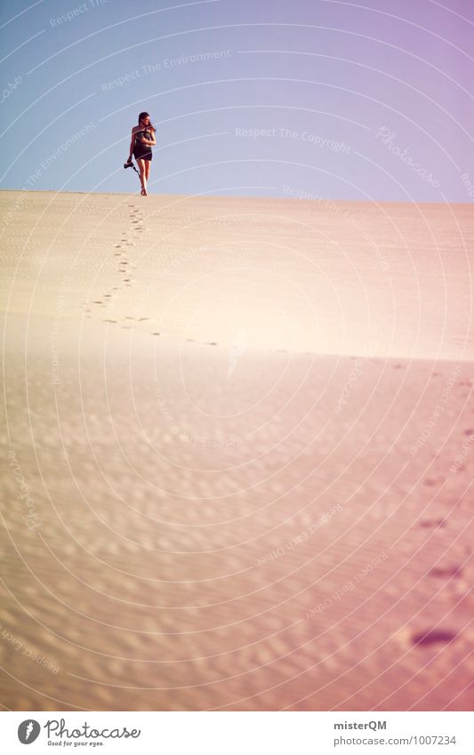 Wandering Dune III Art Esthetic Contentment Model Desert Mirage Warmth Going Loneliness Climate Hiking Adventure Colour photo Subdued colour Exterior shot