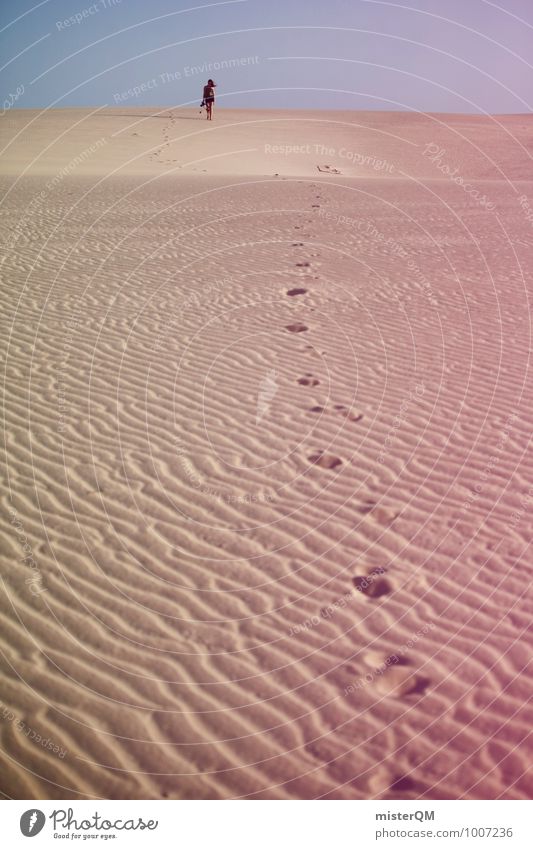 Wandering Dune IV Art Esthetic Contentment Walking Hiking Sand Sandy beach Desert Structures and shapes Loneliness Going Colour photo Subdued colour