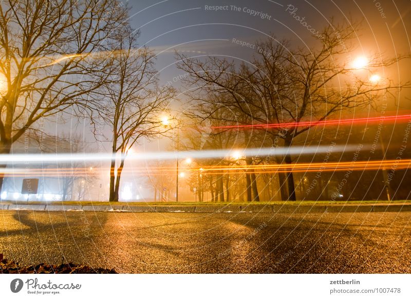 The last bus December Dark Illumination Light Night Moody Lantern Street lighting Floodlight Car headlights Long exposure Dynamics Haste Rush hour Tree