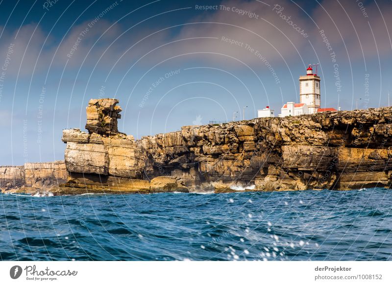 Lighthouse at Cabo Carvoeiro with rock man Leisure and hobbies Vacation & Travel Tourism Trip Adventure Far-off places Freedom Environment Nature Landscape