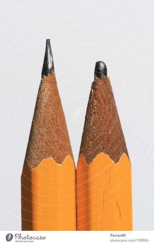 Good mine, bad mine Pencil Wood Graphite Carbon Dull White 2 Macro (Extreme close-up) Close-up Point Orange Detail Structures and shapes two spiky pike withe
