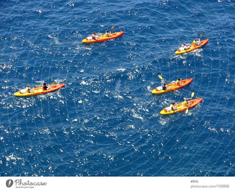 blue-orange Ocean Canoe 5 Multicoloured Watercraft Paddling Aquatics Vacation & Travel Summer Bird's-eye view Rowing Adventure Waves Exterior shot Sports