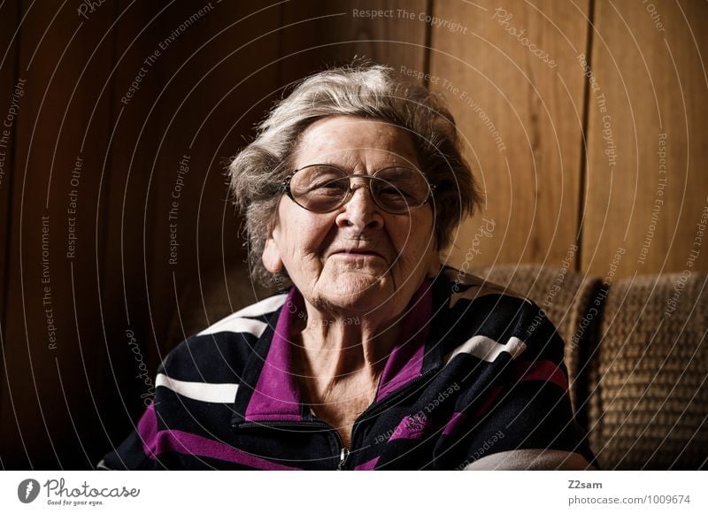 grandma Feminine Female senior Woman Grandmother 60 years and older Senior citizen Eyeglasses White-haired To talk Communicate Smiling Laughter Looking Old