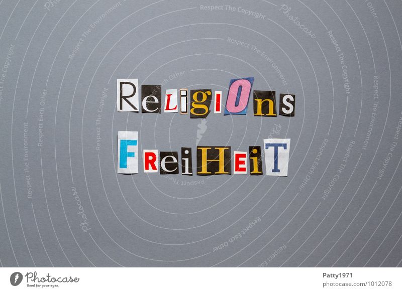 freedom of religion Sign Characters Typography Tolerant Fairness Respect Politics and state Religion and faith Low-cut Anonymous religious freedom Colour photo
