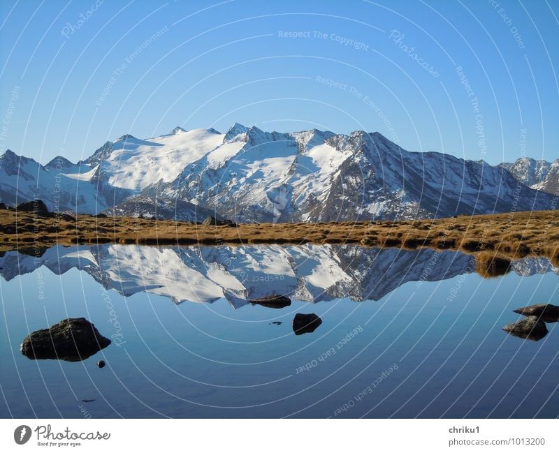 double chain Nature Landscape Water Sky Autumn Alps Mountain Snowcapped peak Lake Freedom Calm Colour photo Exterior shot Deserted Morning Reflection