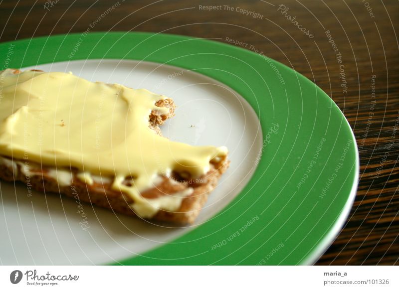 another happen Plate Green Empty Crumbs Crispbread Delicious Wood Table Dark Round Stripe Breakfast Full Wholewheat Part Appetite Gouda Cheese Butter