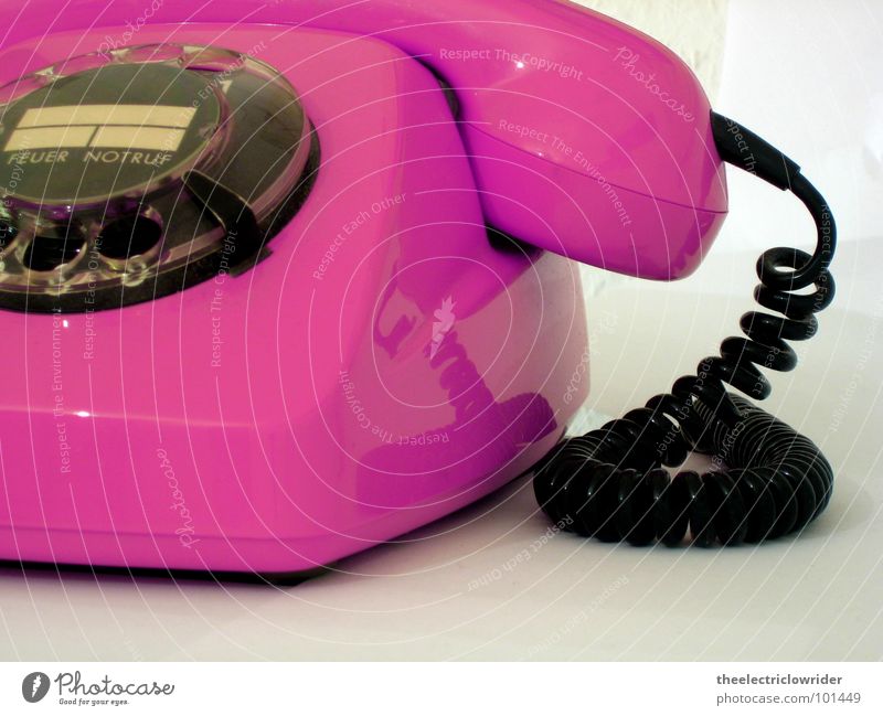 FeTAp Telephone Rotary dial Old Pink White Fire Emergency call Seventies Contact Communicate Telecommunications Deutsche Telekom Receiver Magenta Information