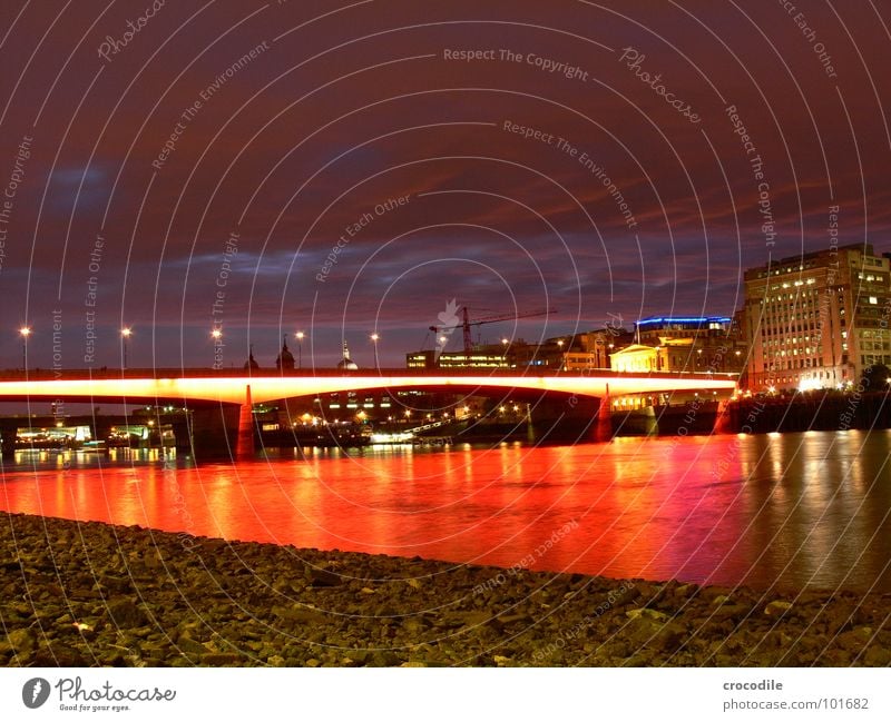 london bridge London Red Lighting Night Long exposure Sunset Clouds House (Residential Structure) England Bridge Thamse Evening Sky River Water Street Town