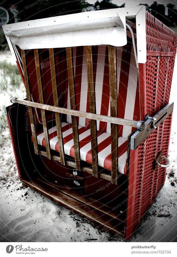 Keep out! Ocean Beach chair Waves Red Brown Vacation & Travel Rügen Wellness Stripe Basket Twilight Emotions Swell Coast Surprise Summer Relaxation Bans Closed