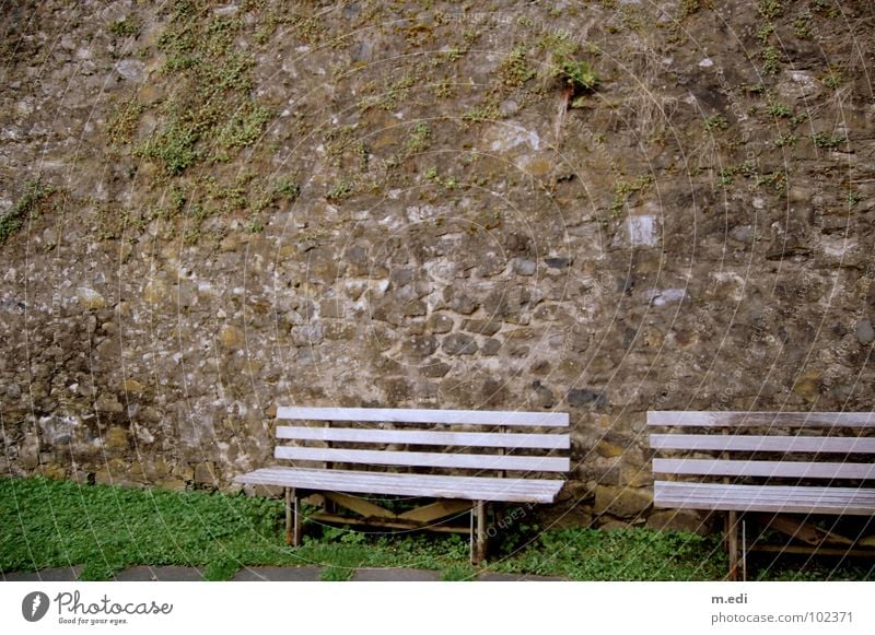 The wall must be removed Wall (barrier) Gray Loneliness Empty Derelict Bench Old Lawn