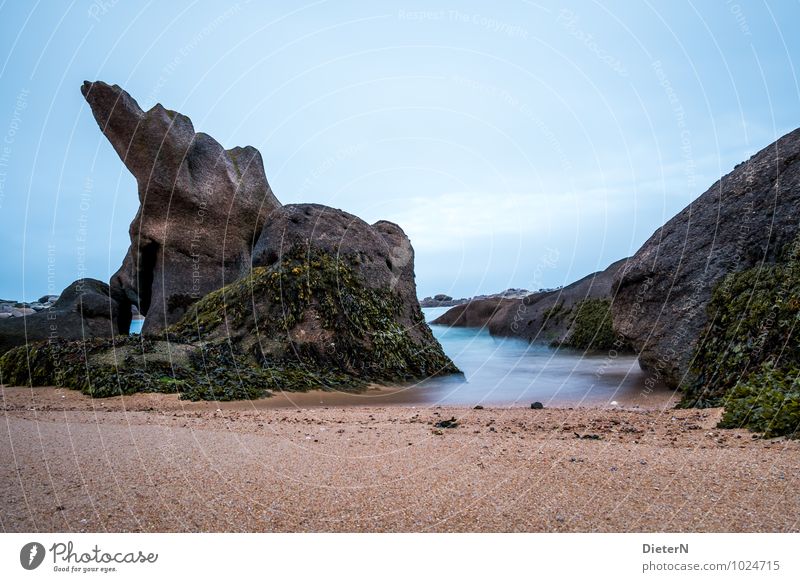 formed Environment Landscape Elements Sand Air Water Sky Coast Ocean Atlantic Ocean Ploumanach France Europe Deserted Blue Brown Black Beach Rock Stone