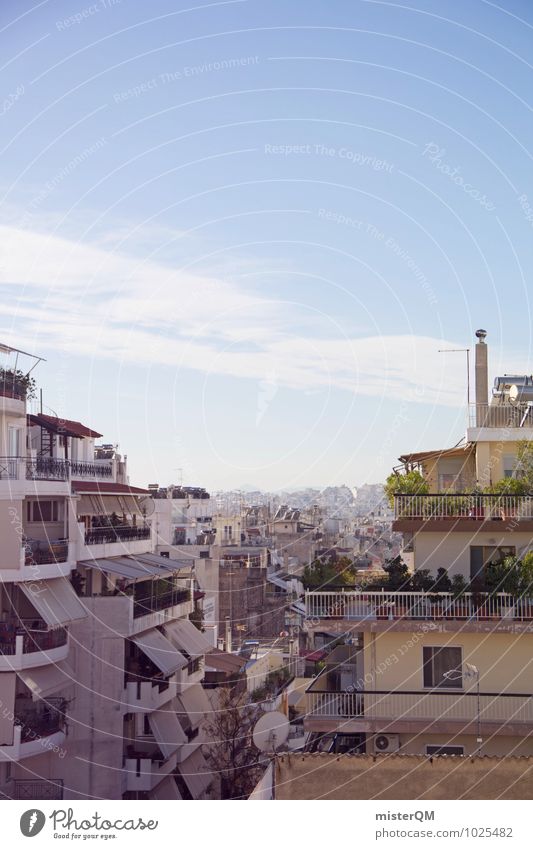 Above the roofs of Athens I Town Capital city Downtown Skyline House (Residential Structure) Esthetic Settlement Greece Roof Lure of the big city Virgin forest