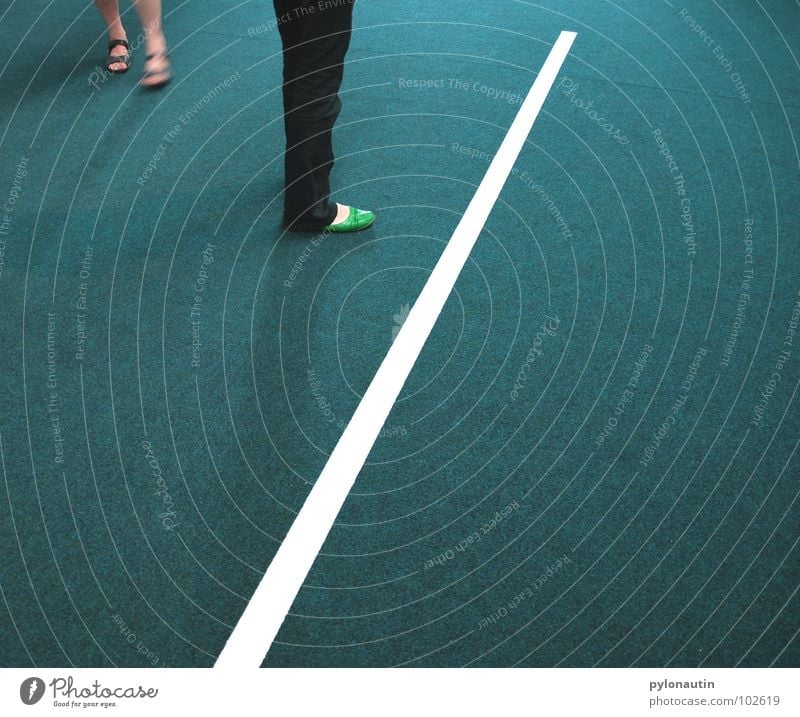 line treader Footwear White Turquoise Carpet Green Pants Line Sandal Geometry Exhibition Floor covering Feet Legs Jeans