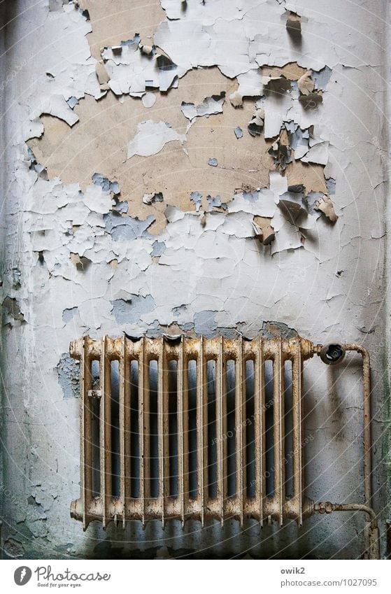 boiler room Heater Heating pipe Wall (barrier) Wall (building) Facade Metal Old Threat Creepy Broken Trashy Poverty Disaster Apocalyptic sentiment Decline Past