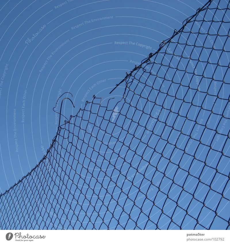 broken Wire mesh Fence Broken Detail Sky Blue Destruction decrepit