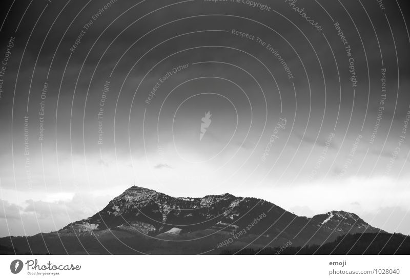 Rigi Environment Nature Sky Autumn Bad weather Storm Alps Mountain Peak Threat Dark Black & white photo Exterior shot Deserted Copy Space top Twilight