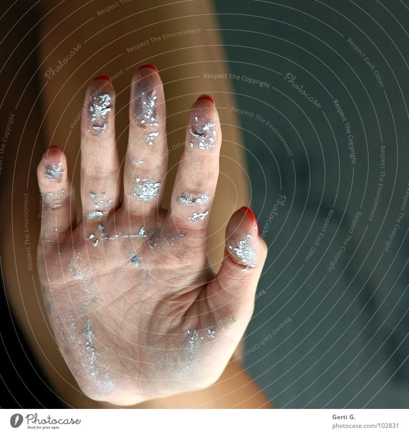 Gimme Five Woman Hand Fingernail Varnished Fingers 5 Fortune-telling Dried up Line on the hand Grubby Dirty Gray Hand cream Beat Litterbug Emotions Moral palm