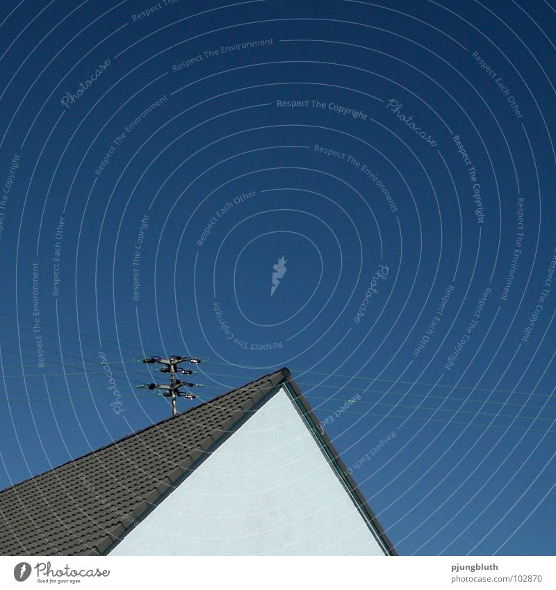 BLUE! House (Residential Structure) Roof Electricity Sky Blue Pyramid Above Point power supply Architecture