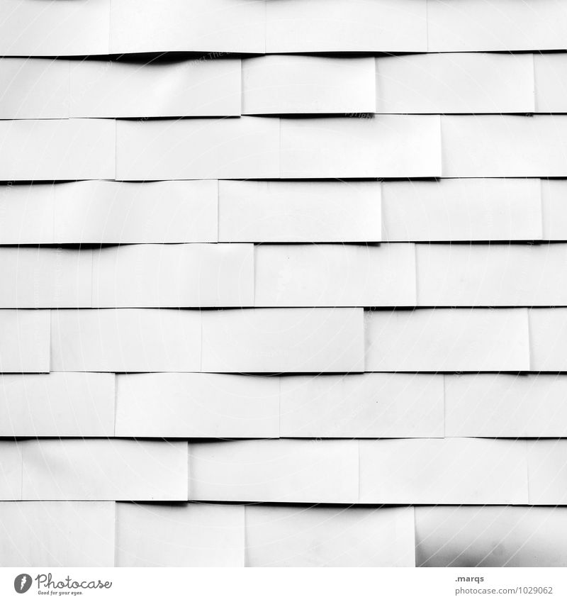 White as a wall Facade Line Simple Bright Arrangement Wall (building) Black & white photo Exterior shot Close-up Pattern Structures and shapes Deserted