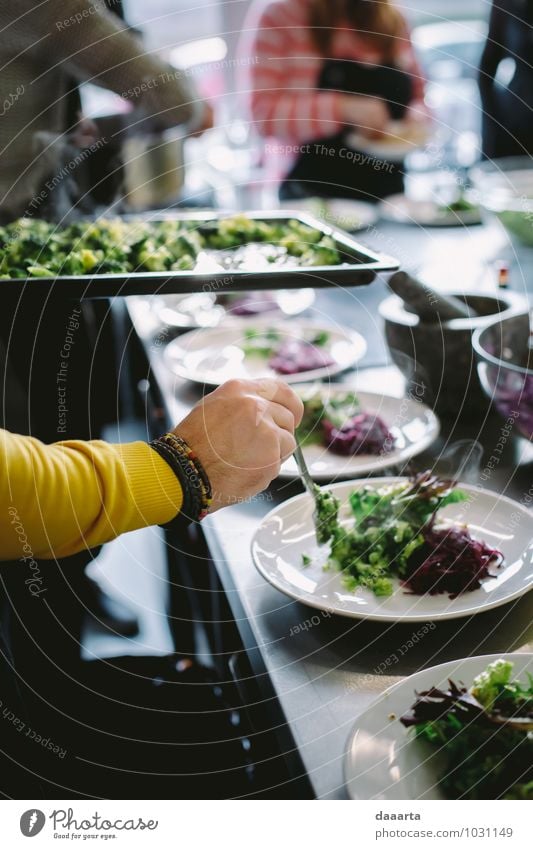 making plates Food Vegetable Lettuce Salad Herbs and spices Red beet Green salad Broccoli Eating Lunch Dinner Crockery Plate Pan Lifestyle Elegant Style Joy