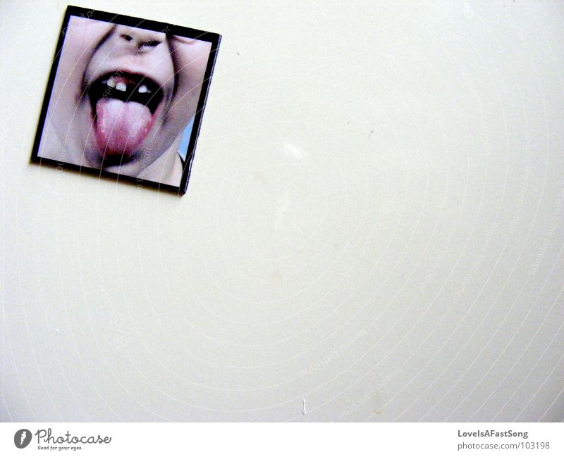 silly Magnet Label Signage black white frame face teeth nose tongue mouth picture funny