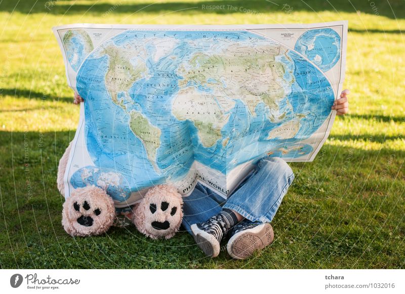 Travelers Vacation & Travel Trip Child Friendship Infancy Feet Grass Jeans Sneakers Paw Toys Teddy bear Globe Green Adventure Bear leg leds paws Children Only