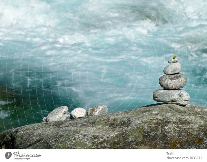 Stones by the water, Senses Relaxation Calm Meditation Nature Water Rock Positive Clean Blue Gray Green White Joie de vivre (Vitality) Attentive Serene Patient