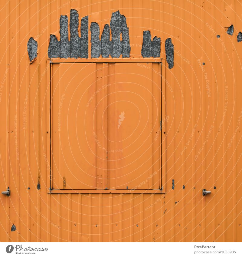 Bad Hair Day Building Wall (barrier) Wall (building) Facade Window Hair and hairstyles Metal Line Gray Orange Colour Closed Container Design Graphic