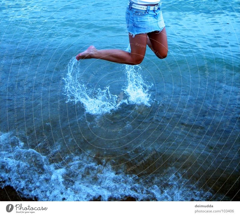 Hooray!!! ...oh no, but not Beach Ocean Inject Mini skirt Jump Wet Hop Woman Feminine Calf Sweet Belt Brown Joy Water Legs Evening Sand Feet Blue Happy yoo Skin