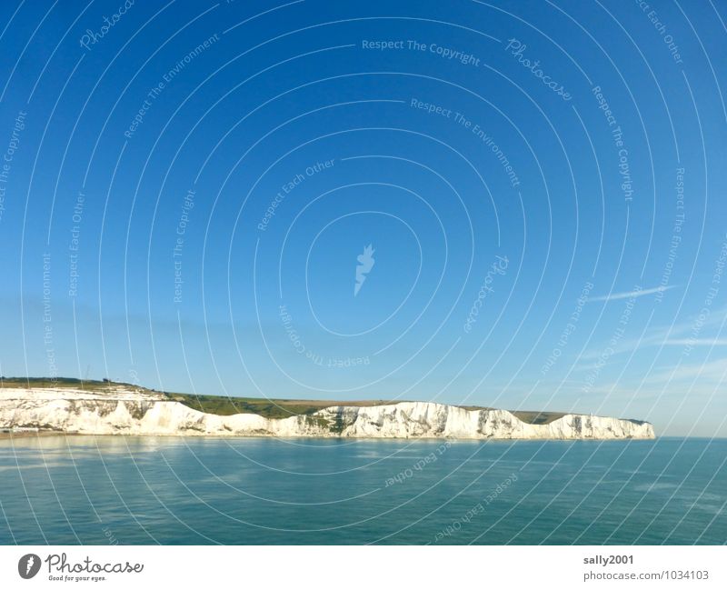 England is approaching... Landscape Sky Cloudless sky Summer Beautiful weather Rock Coast Ocean English Channel Cliff Dover Great Britain Famousness