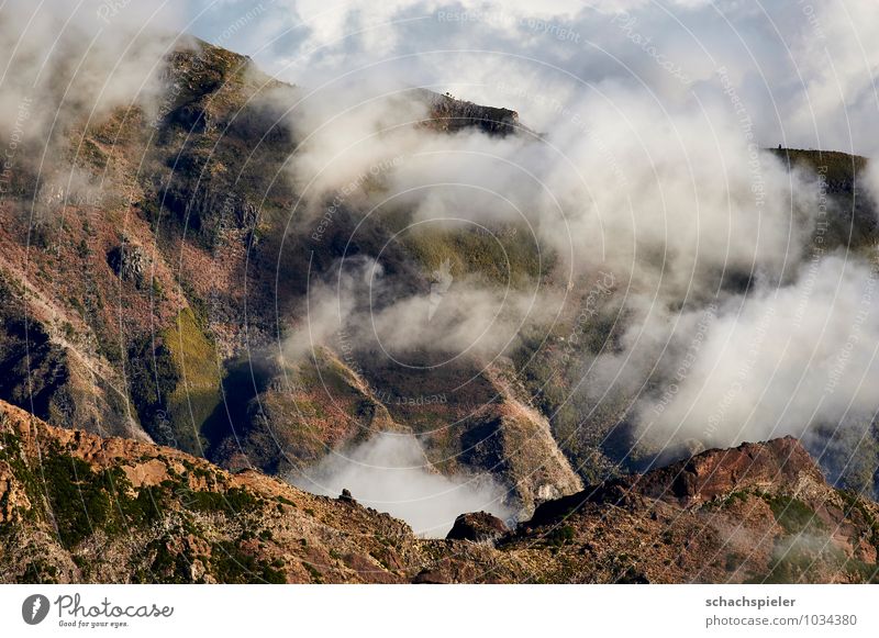 View from Pico do Arieiro III Environment Nature Landscape Elements Air Sky Clouds Rock Mountain Island Madeira Tall Blue Brown White Adventure Height