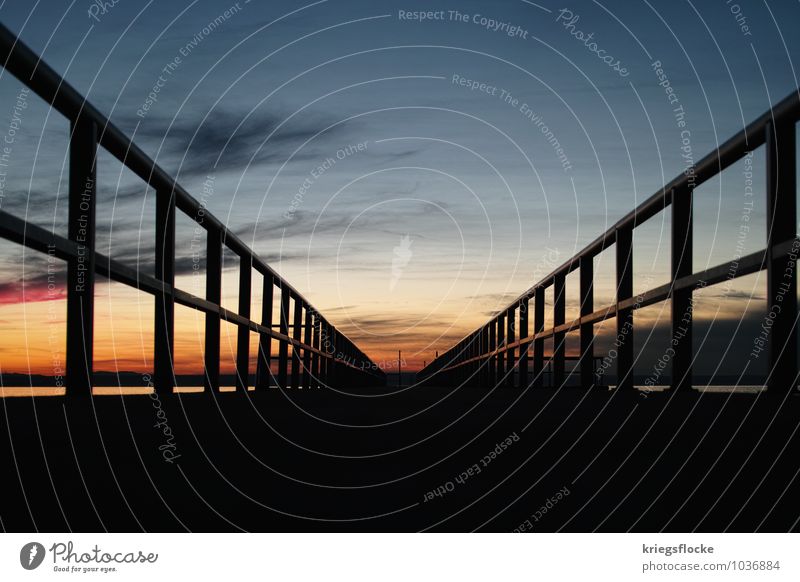 exhaustive Water Sky Horizon Lake Bridge Moody Power Loneliness Center point Perspective Far-off places Target Lake Constance Footbridge Handrail Forwards