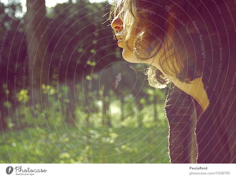 Life's circus. Feminine Young woman Youth (Young adults) Head Hair and hairstyles Nose Mouth Neck 1 Human being Sunlight Summer Beautiful weather Grass Forest