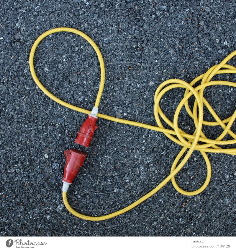 addicted to love Exciting Terminal connector Muddled Untidy Asphalt Difference Electricity High-power current Relationship Adequate Connector Yellow Red