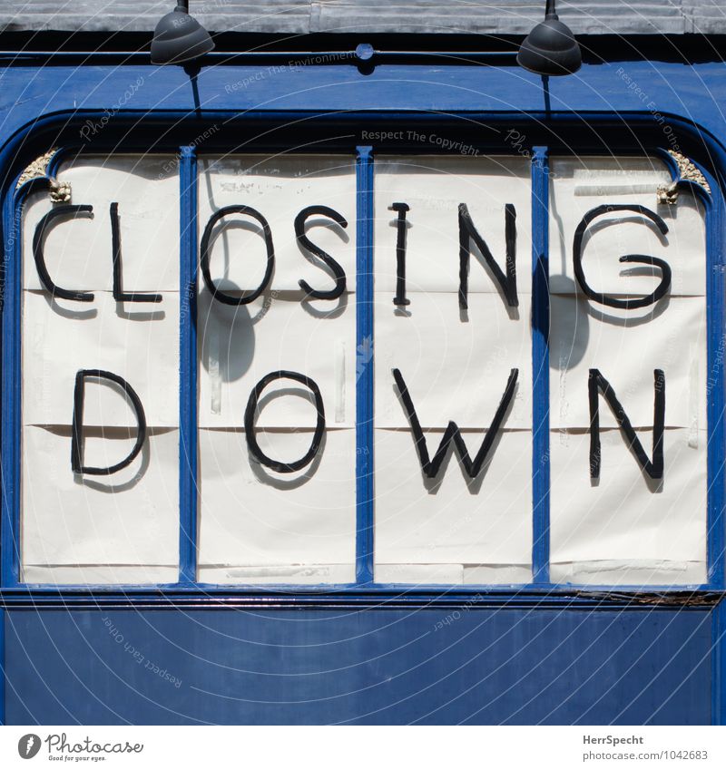 (Show) Window Shopping Work and employment Workplace Trade London East End House (Residential Structure) Facade Characters Sell Old Town Blue Fear of the future