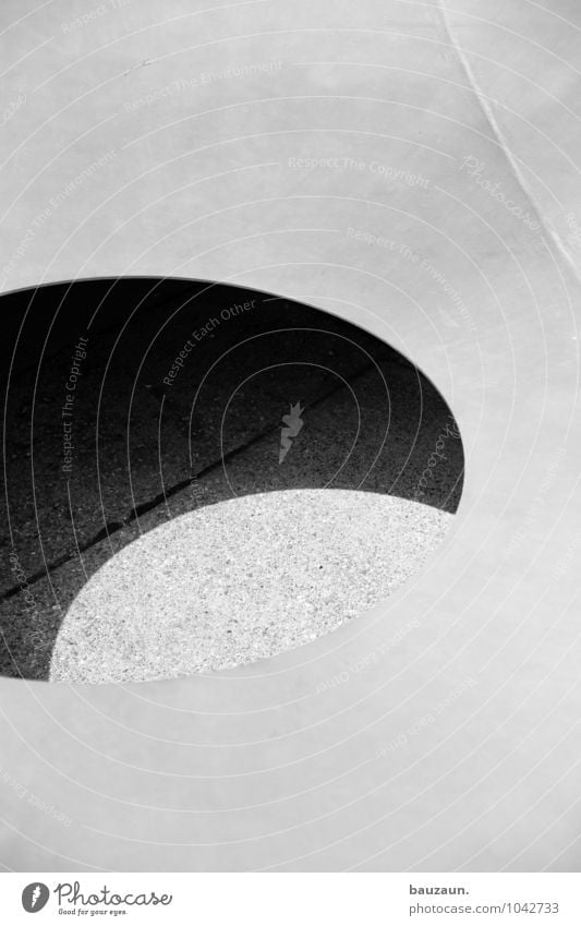 circle in circle. Art Sculpture Sun Sunlight Concrete Metal Circle Round Under Accuracy Culture Modern Pure Puzzle Surrealism Black & white photo Exterior shot