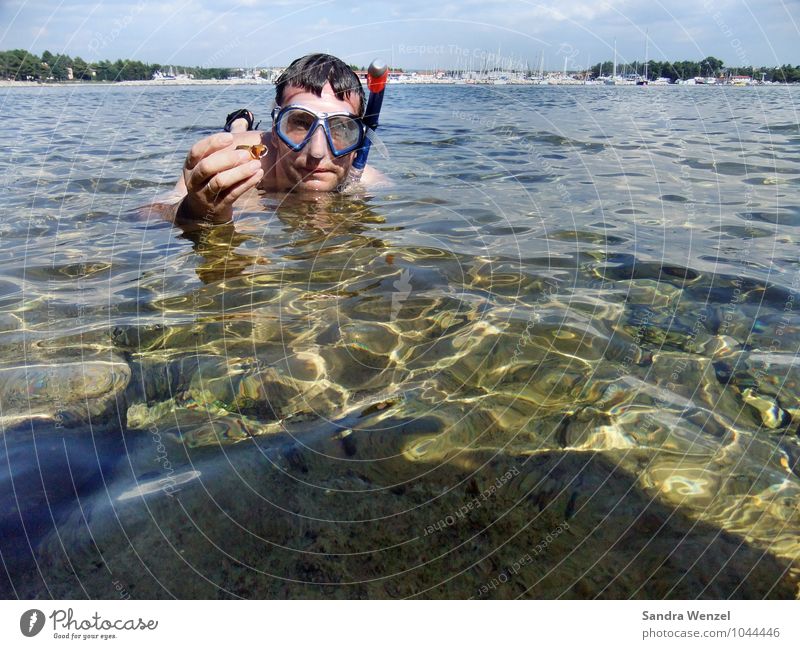 vacation Seafood Leisure and hobbies Vacation & Travel Summer Summer vacation Sun Beach Ocean Waves Swimming & Bathing Dive Snorkeling Masculine 1 Human being