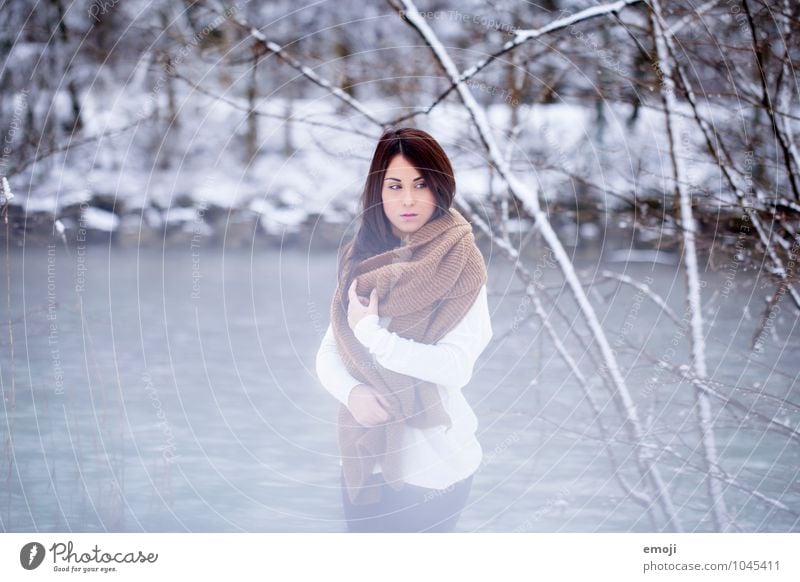 freezin' Feminine Young woman Youth (Young adults) 1 Human being 18 - 30 years Adults Environment Nature Winter Ice Frost Snow Beautiful Cold Blue Colour photo