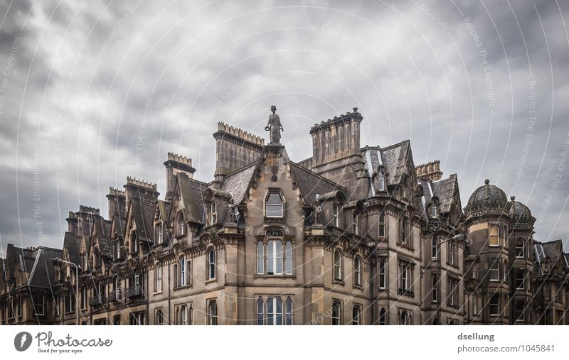 Battery. Edinburgh Scotland Capital city Downtown House (Residential Structure) Building Roof Chimney Old Dark Sharp-edged Historic Cold Gloomy Town Gray