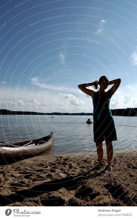 At the lake Shadow Silhouette Beautiful Swimming & Bathing Vacation & Travel Summer Beach Woman Adults Youth (Young adults) Sand Water Sky Horizon