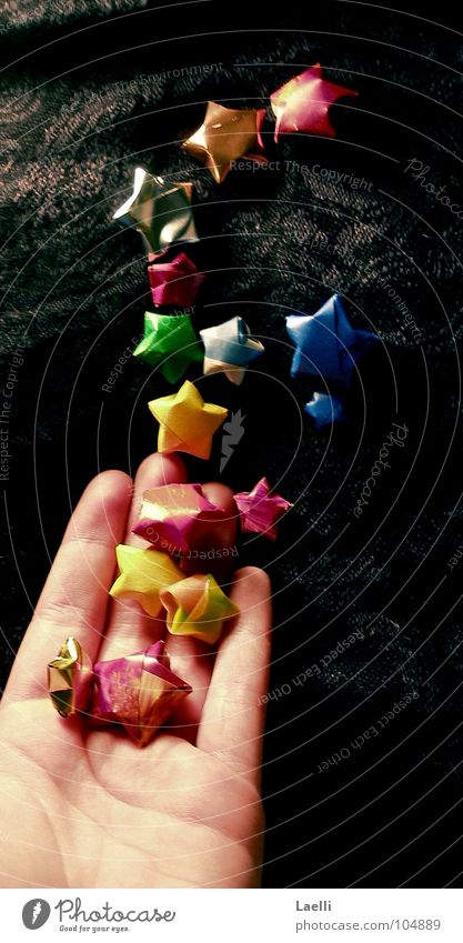 I'll get you the stars from heaven lll Hand Star (Symbol) Multicoloured Red Yellow Black Dark Dream Celestial bodies and the universe Blue