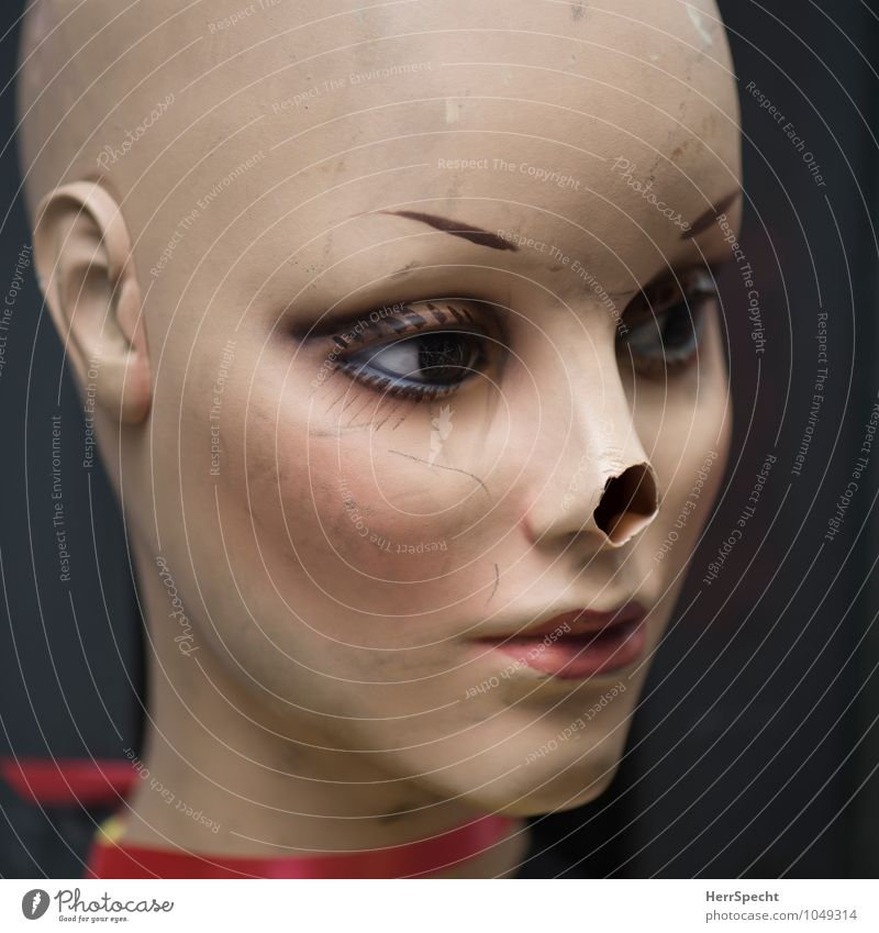 notice of loss Bald or shaved head Broken Beautiful Trashy Mannequin Model Face Scar Wound Nose Tip of the nose Lack Scratch mark Sadness Figure Doll Artificial