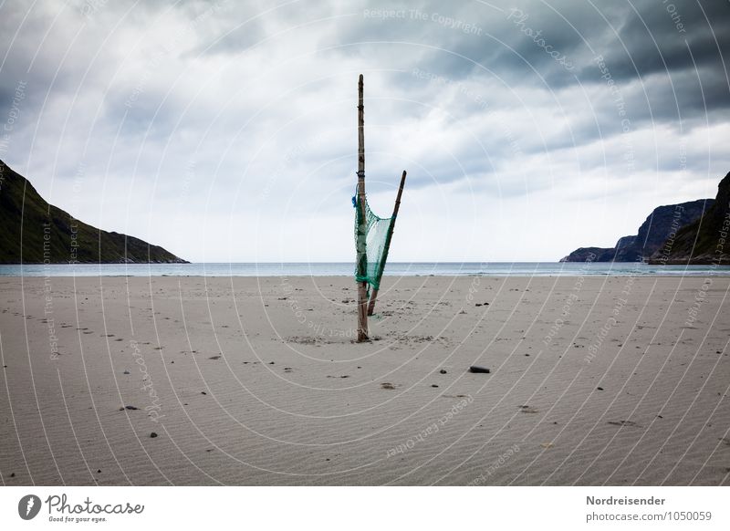 silent Vacation & Travel Far-off places Freedom Beach Ocean Landscape Elements Sky Clouds Storm clouds Bad weather Wind Coast Fjord Sand Poverty Dark Maritime